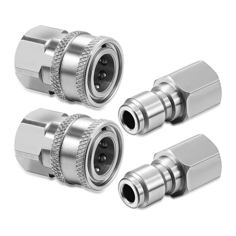 

4pcs NPT3/8-inch Stainless Steel Male Female Quick Connect Kit High-pressure Cleaning Machine Adapter (internal Thread)