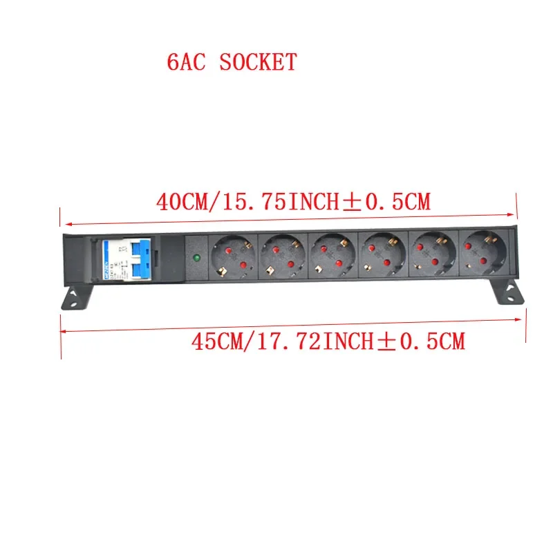 PDU Power Strips Metal Socket Office Desktop Countertop 1-8AC EU socket Row electric Socket EU PLUG 16A 4000W Air Switch