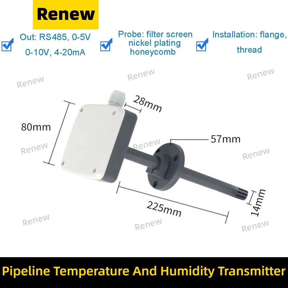 Imagem -04 - Transmissor de Temperatura e Umidade do Pipeline com Display Sensor de Duto de ar 420ma 010v Saída 05v