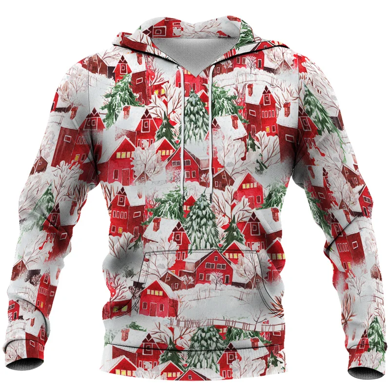 Men Christmas Snowflake Oversized S-6XL Hoodies 3d Printing Hooded Sweatshirt Long-Sleeved Couple Female Pullover Casual Clothes