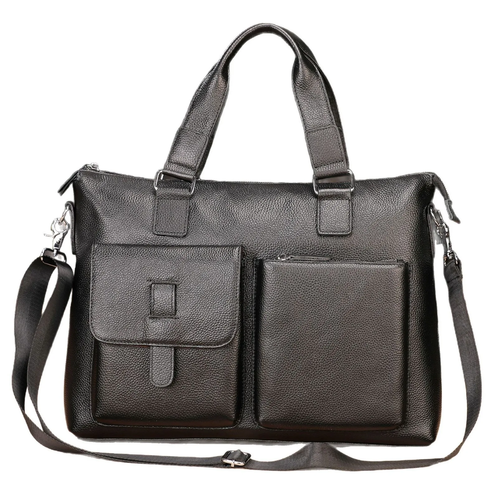 2026 New Luxury Cow Genuine Leather Business Men's Briefcase Male Shoulder Bag Men Messenger Bag 15.6 Inch Tote Computer Bag