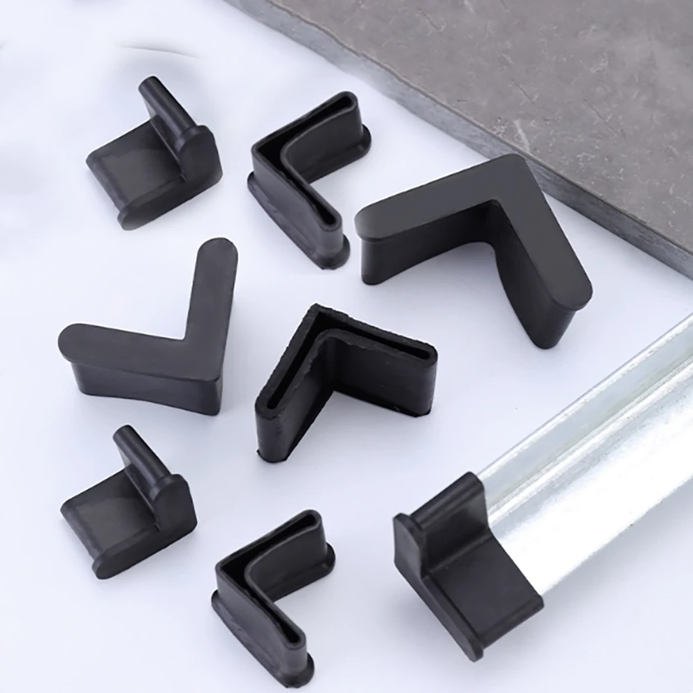L-Type PVC Plastic Soft Rubber Tube Cover Table&Chair Foot Pad Protective Cover 25/30/40/50mmBlack White Transparent Yellow Grey