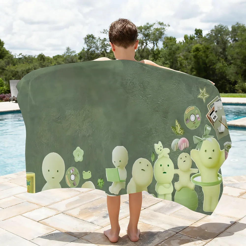 Cute Cartoon S-smiski Towel Quick Dry Absorbent Beach Towel for Sports, Fitness, Swimming and Outdoor Activities