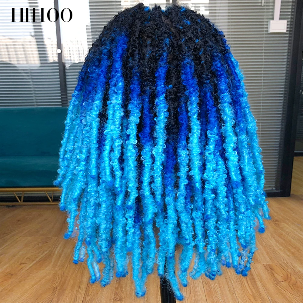 Blue Butterfly Locs Full Lace Braided Wigs For Women Crochet Hair Dreadlocks Meche Faux Locks Braids Extensions Synthetic Hair