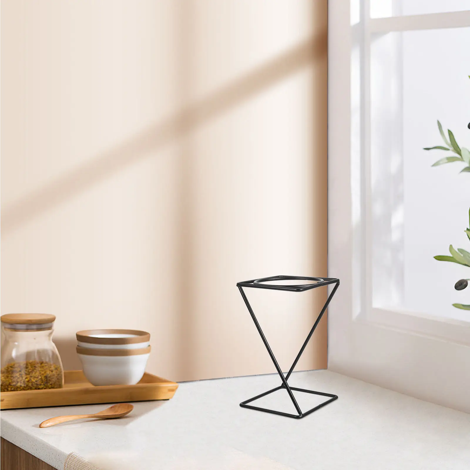Black Metal Pizza Pan Stand Vertical Design Food Display Dessert Tray Holder Buffet Risers Household Supplies Coffee Bar - view 6