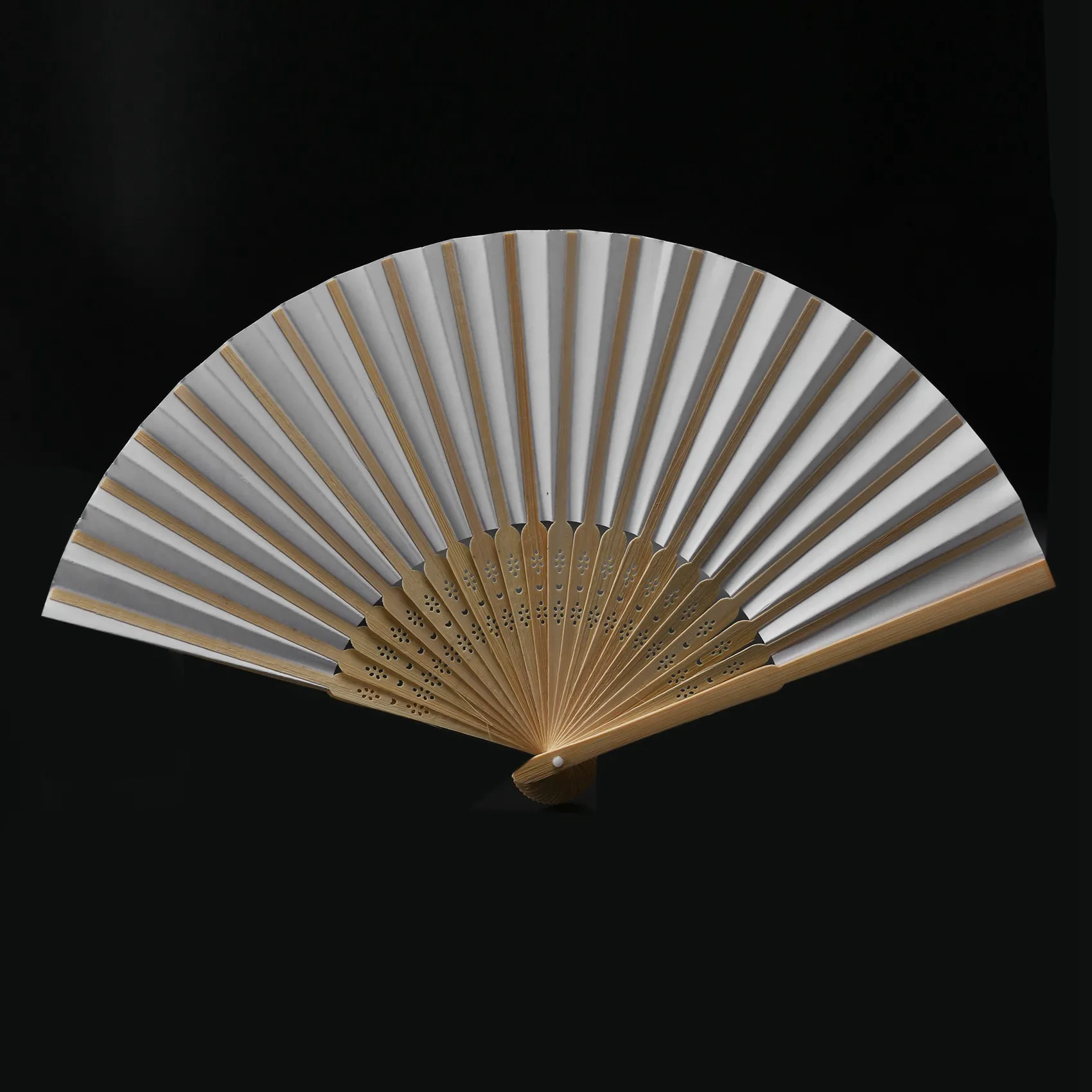 SYW-36 Pack Hand Held Fans White Paper Fan Bamboo Folding Fans Handheld Folded Fan For Church Wedding Gift, Party Favors