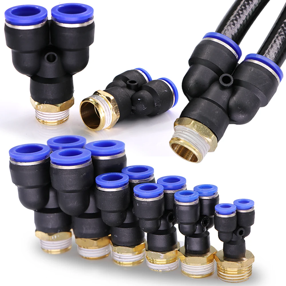 

6-16mm 1/2" Y-type Hose Adapter Pneumatic Tube Fittings Slip lock Quick Insert Male Thread Brass Coupler Joint Garden Irrigation