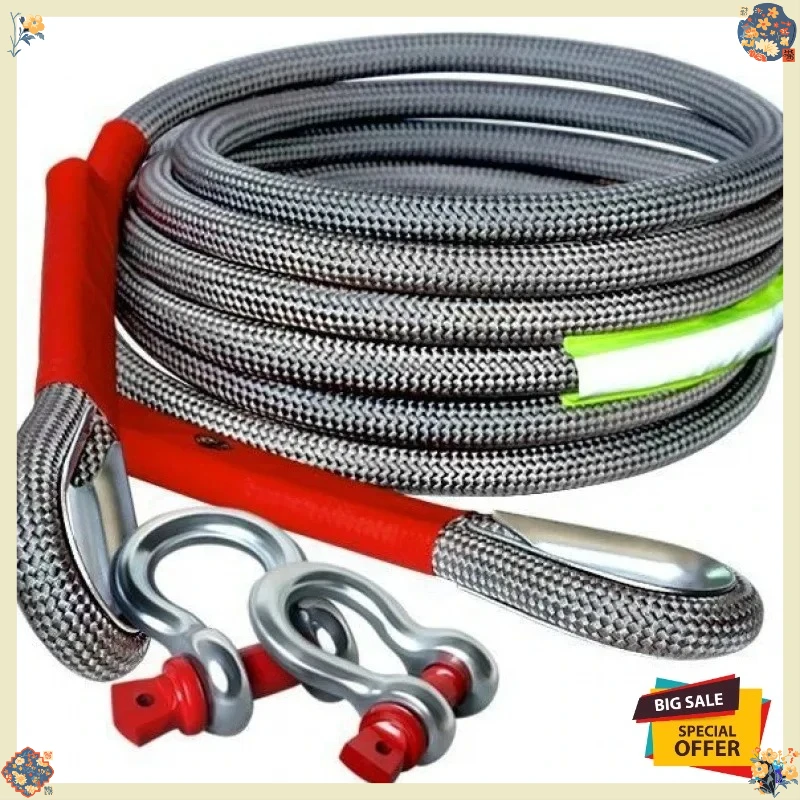 Cuerda de remolque resistente de 20 toneladas más vendida para SUV, resistente y duradera, confiable para remolque de emergencia, equipada con un fuerte gancho