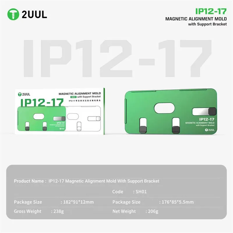 2UUL SH01 Magnetic Alignment Mold with Support Bracket for Screen Laminating Quick Slider Design Compatible with IP 12-17