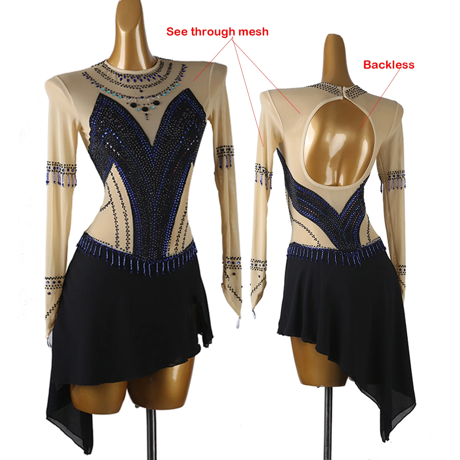 Figure Skating Dress Dance Wear Stage Costume Clothing Girl Children Clothes Artistic Ice Skating Dress Dance Leotard Samba B034