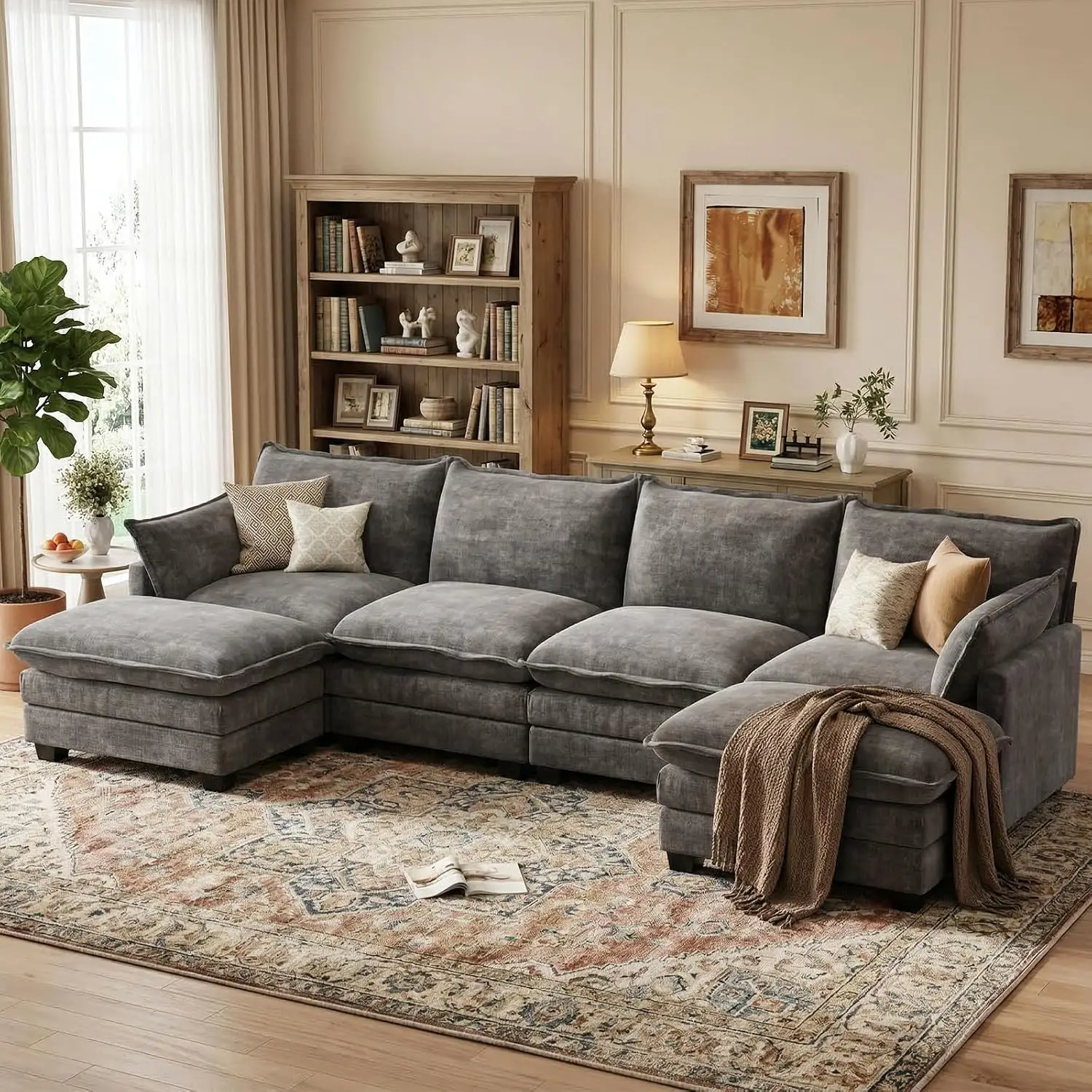 U Shaped Modular Sectional Couch, Comfy Sofa for Living Room | Comfortable Foam Cushions, Sturdy Frame, Appealing, Customized
