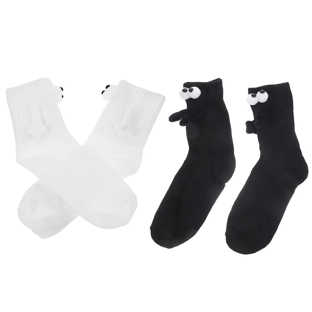 

2Pairs Cotton Hand Holding Socks Middle Calf Comfortable Stretchy Sports Socks for Fitness Hiking Running Unisex