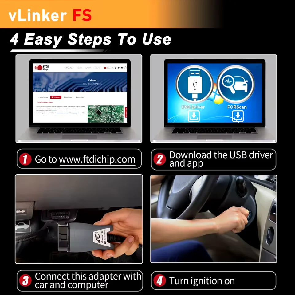Vgate VLinker FS ELM327 For Ford/Mazda FTDI Driver Perfectly FORScan Original OBDII HS/MS-CAN Automotive PK ELM327 OBDLink EX