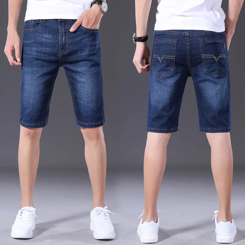 

Summer boutique fashion simple and comfortable workmanship detailed thin stretch casual slim men's denim shorts