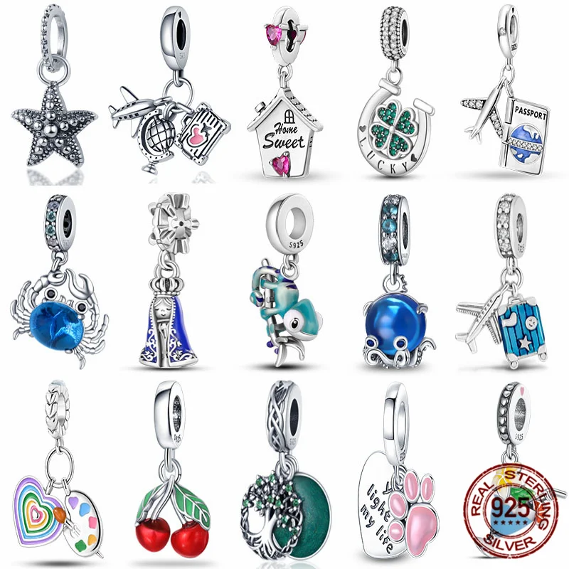 Charms Fit Pandora Original Bracelet Real s925 Sterling Silver Beads Luminou Pendants Firefly Ocean Series Dangle Fine Jewelry