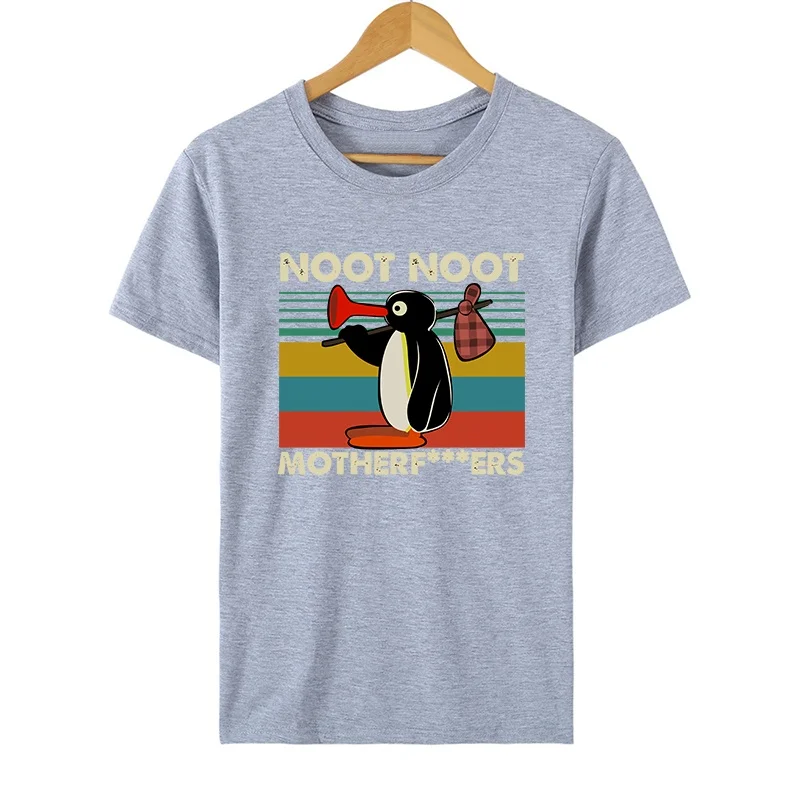 2024 Hot sale Pingu Noot Noot Motherfu*kers Vintage Women Short Sleeve T Shirt Cotton Tee