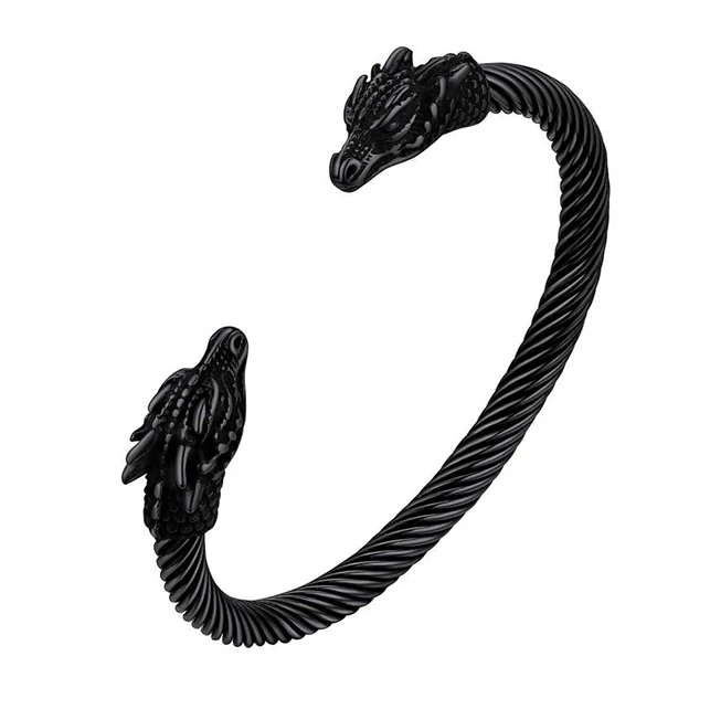 U7 Stainless Steel Twisted Cable Open Bangle Cuff for Men