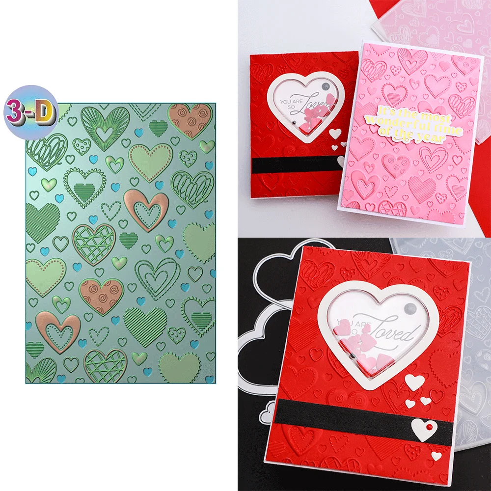 Valentine's Day Heart 3D Embossing Folder For Adding Texture And Dimension To Craft Project Card Making