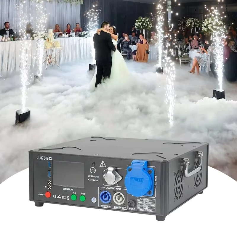 Black Mobile Battery Powered Packs Base Cold Spark Machine for Wedding Party