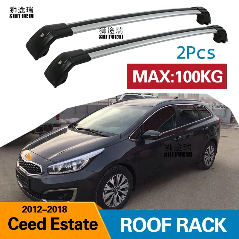 2Pcs Roof Bars for Kia Ceed Sports wagon Ceed SW Estate 2012-2019 (JD) Aluminum Alloy Side Bars Cross Rails Roof Rack Luggage