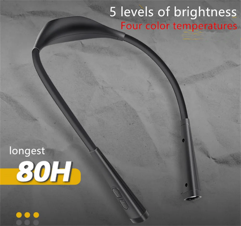 새로운 4가지 색상 야간 램프 5단계 USB 충전식 휴대용 목걸이 독서등 바느질 뜨개질 캠핑 수리용 조명