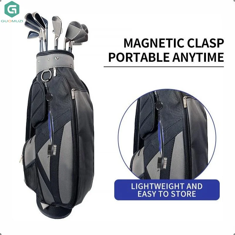 1pc Golf Club Brush Groove Cleaner Retractable Dual Sided Nylon Bristles Aluminum Carabiner Groove Cleaner Groove Cleaning
