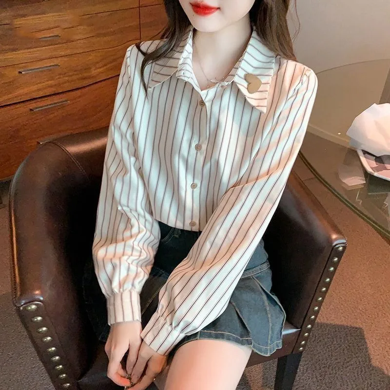 

Exquisite Striped Shirt with A Stylish, Luxurious and High-end Feel 2025 Spring Autumn New Style Long Sleeved Casualshirt Top
