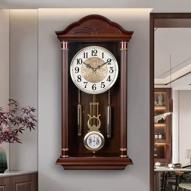 Jinzhongbao old-fashioned timekeeping wall clock Chinese retro swinging clock living room home silent European creative quartz c