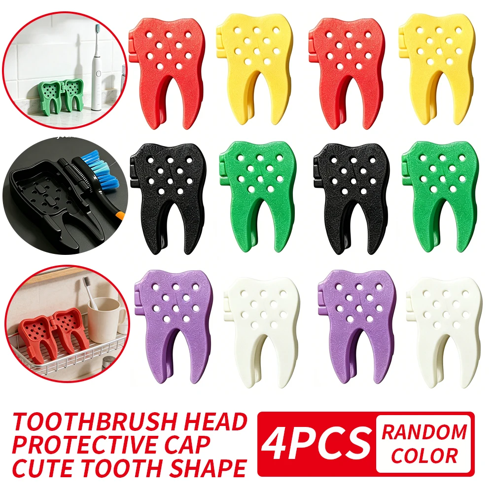 Tooth Shape Ventilated Toothbrush Head Cover, Flip Dust Resistant Toothbrush Protector Cap, Portable Hygienic Toothbrush Holder