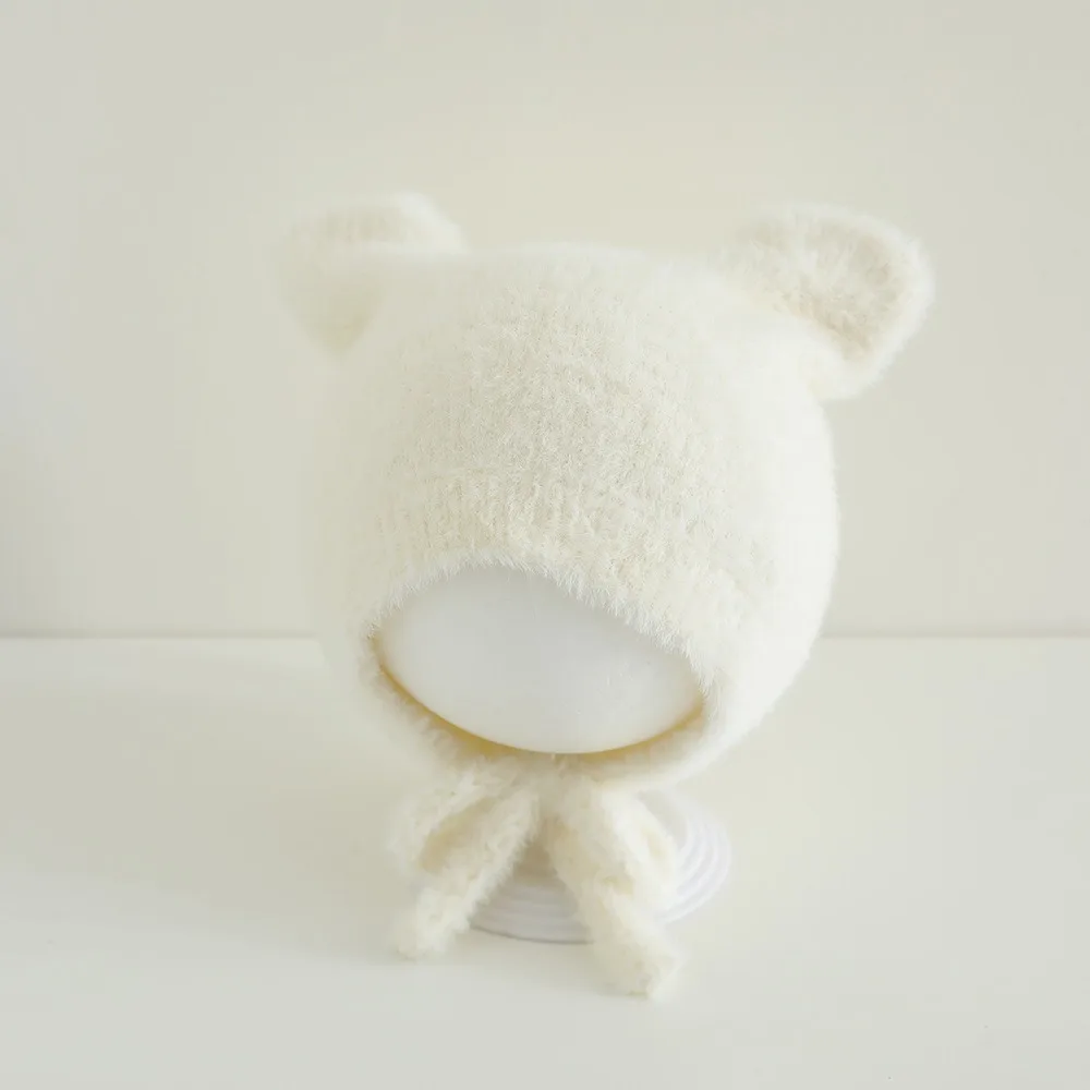 

Soft Warm Baby Ear Protection Hat Cute Cartoon Thickened Toddler Tie Beanies Solid Color Kids Beanies 10-36Month Children