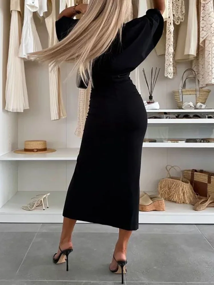 Deep V-Neck Lace-Up Maxi Dress Women Summer Solid Sleeveless Holiday Loose Fit Split Party Dress Elegant Streetwear Dropshipping