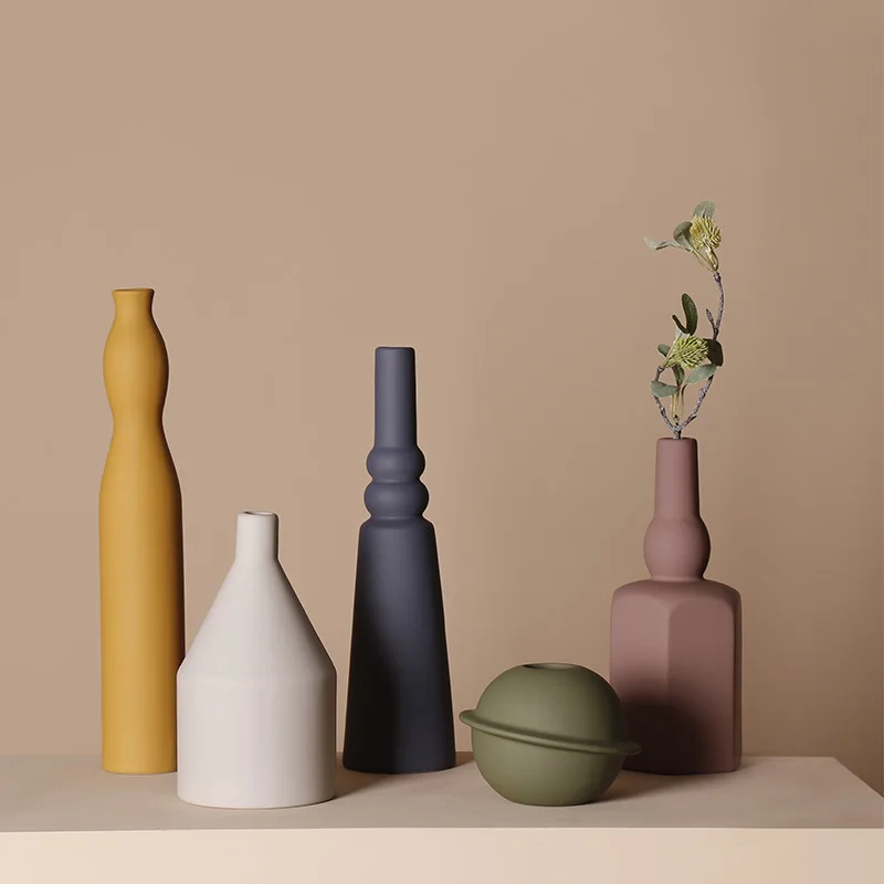 

Керамическая ваза Nordic Morandi, витрина для гостиной, украшение для вазы обеденного стола, орнамент для вазы для дома, скандинавское украшение для дома