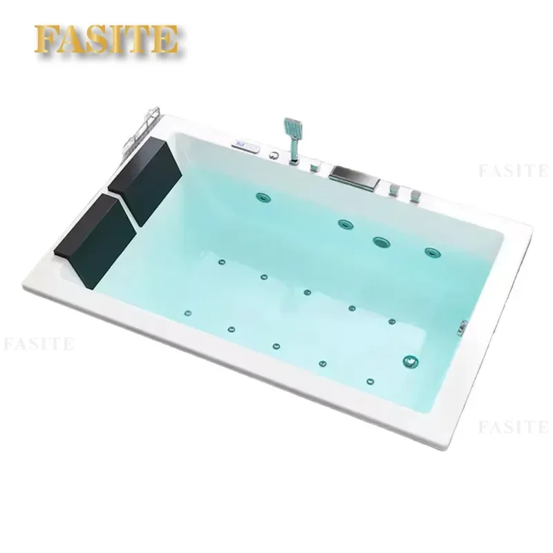 For Intelligent Embedded Double Bath Tank Square Surf Massage Constant Temperature Heating Bubble Colorful Ambient Light