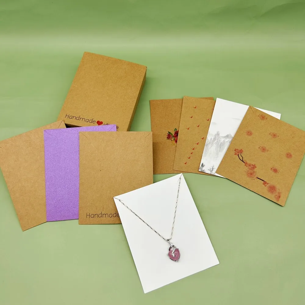 10*8cm 100pcs/lot Kraft Cardboard Blank Jewelry Fashion Necklace Cards Kraft Paper Displays Earrings Card