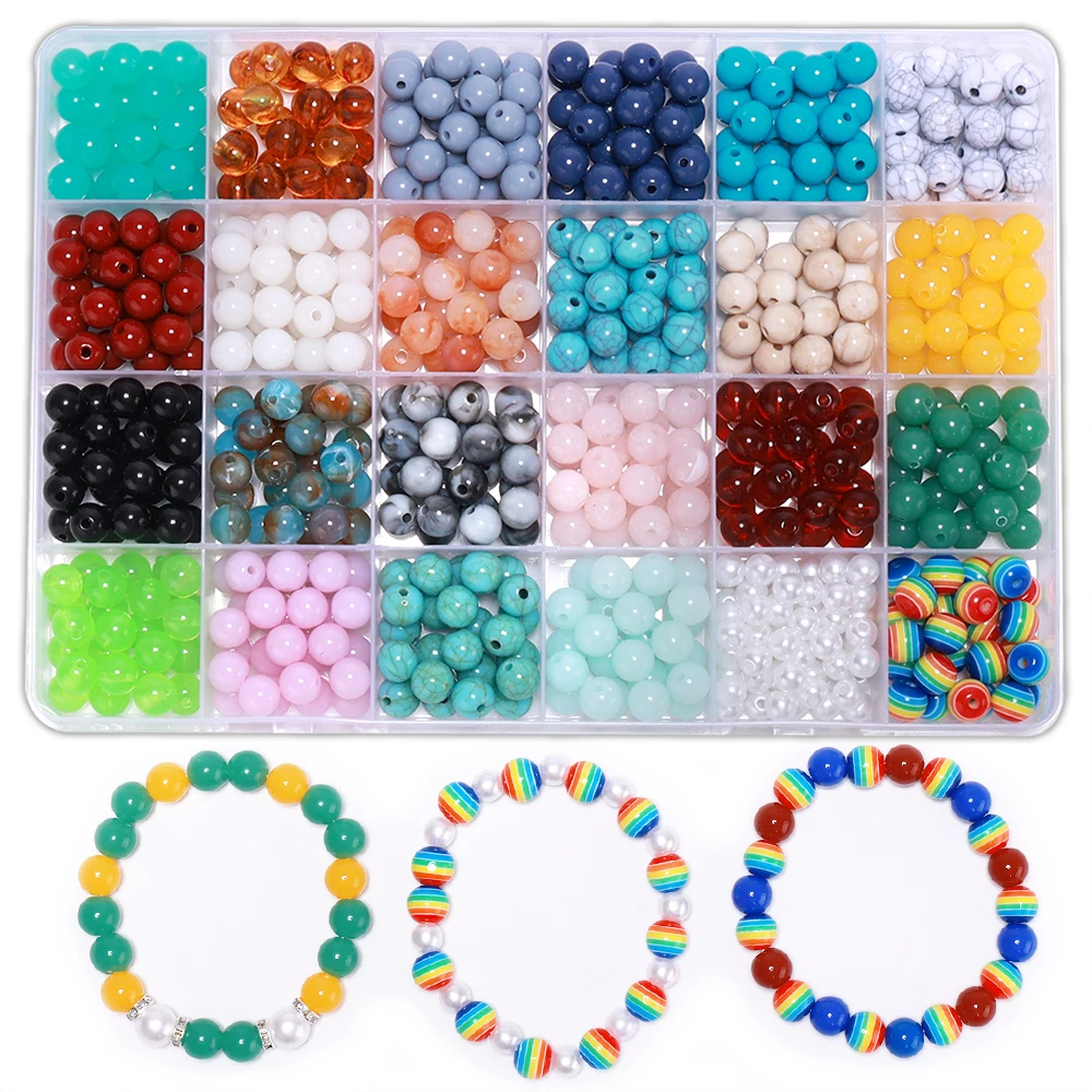 Crystal Gemstone Beads Beginners elet Making 8mm Glass Beads Two-color Gradient Gemstone Beads For Jewelry Making Gift For Girls