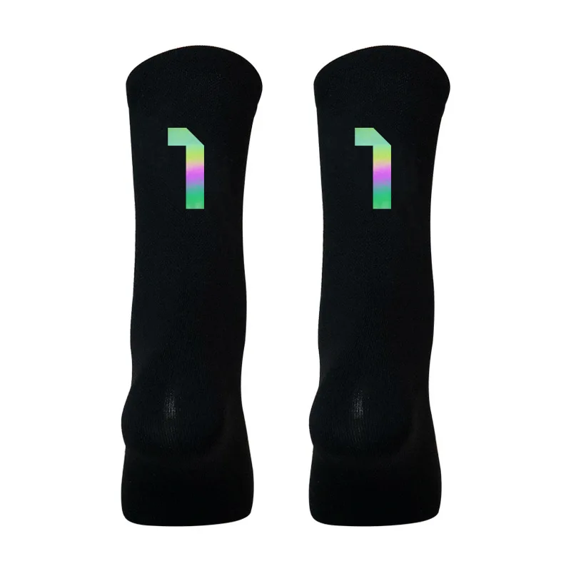 

Colorful Reflective Cycling Socks Breathable Quick-Drying Knitted Midsole Socks for All Seasons Comfortable Pedal Wear