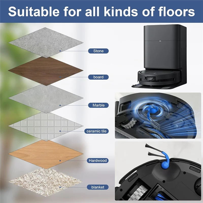 فرش جانبية من BAAN لملحقات قطع غيار المكنسة الكهربائية الروبوتية Ecovacs Deebot T80 Omni