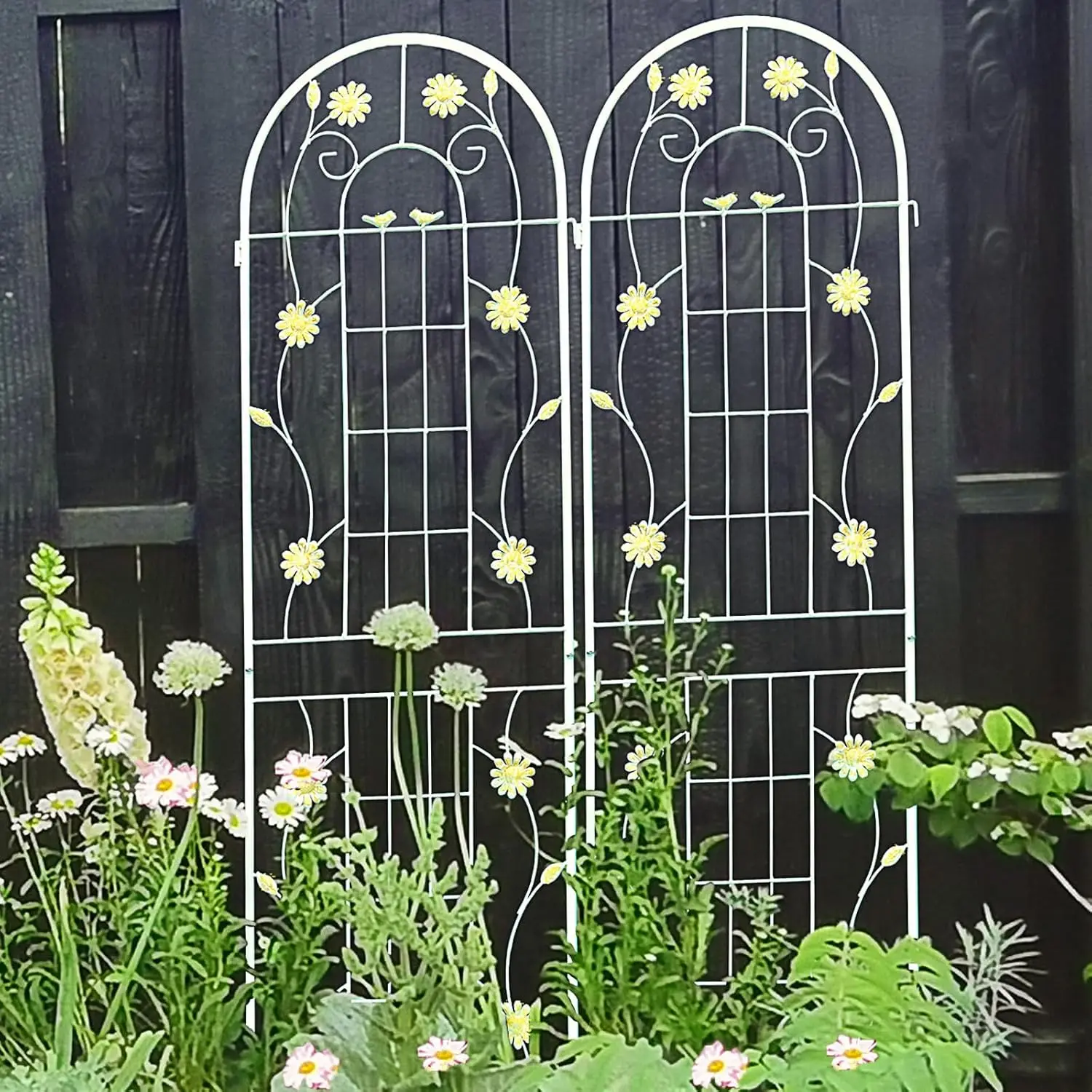 Metal Iron Trellis for Climbing Vine Plants Support and Flowers Rose Indoor Home Decor Outdoor Garden Backdrop Fence