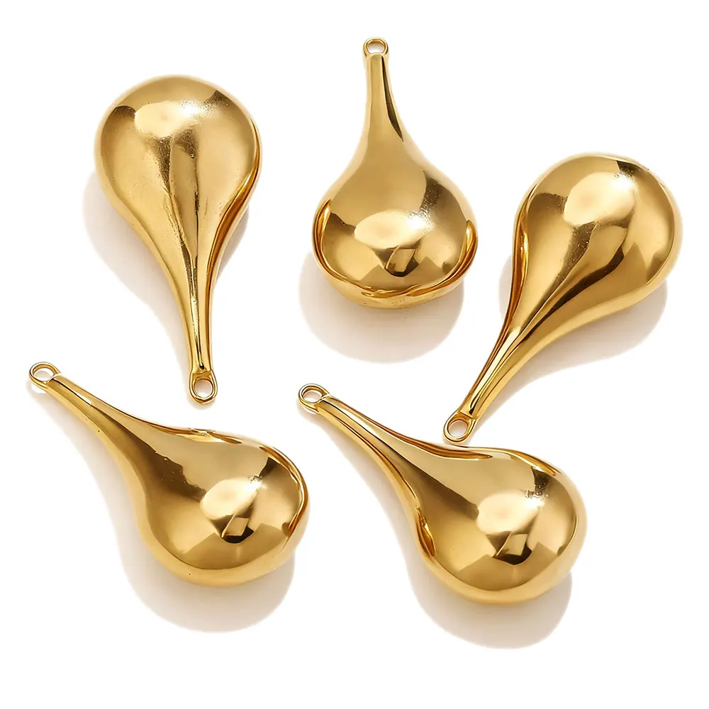 2pcs Stainless Steel Charms Gold Plated Large Teardrop Pendant Base for Weome Earring Necklace Jewelry Making DIY Craft Supplies