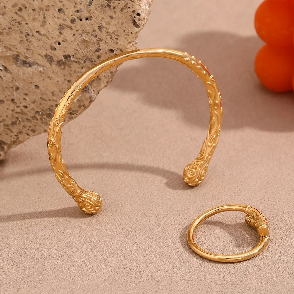 New ins Stainless Steel Geometric Bracelet Vintage Bangle For Women Girls Fashion Jewelry