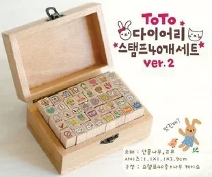 40Pcs Korean Mini Cute Rabbit Cat Cartoon Wooden Rubber Stamp Seal Box Set Diary Scrapbook Drawing Craft Art Decor DIY