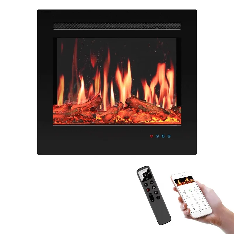 New LCD Electric Fireplace Insert Hot Sale Indoor Household Screen LED Light Real Flame Effect Modern for Hotels