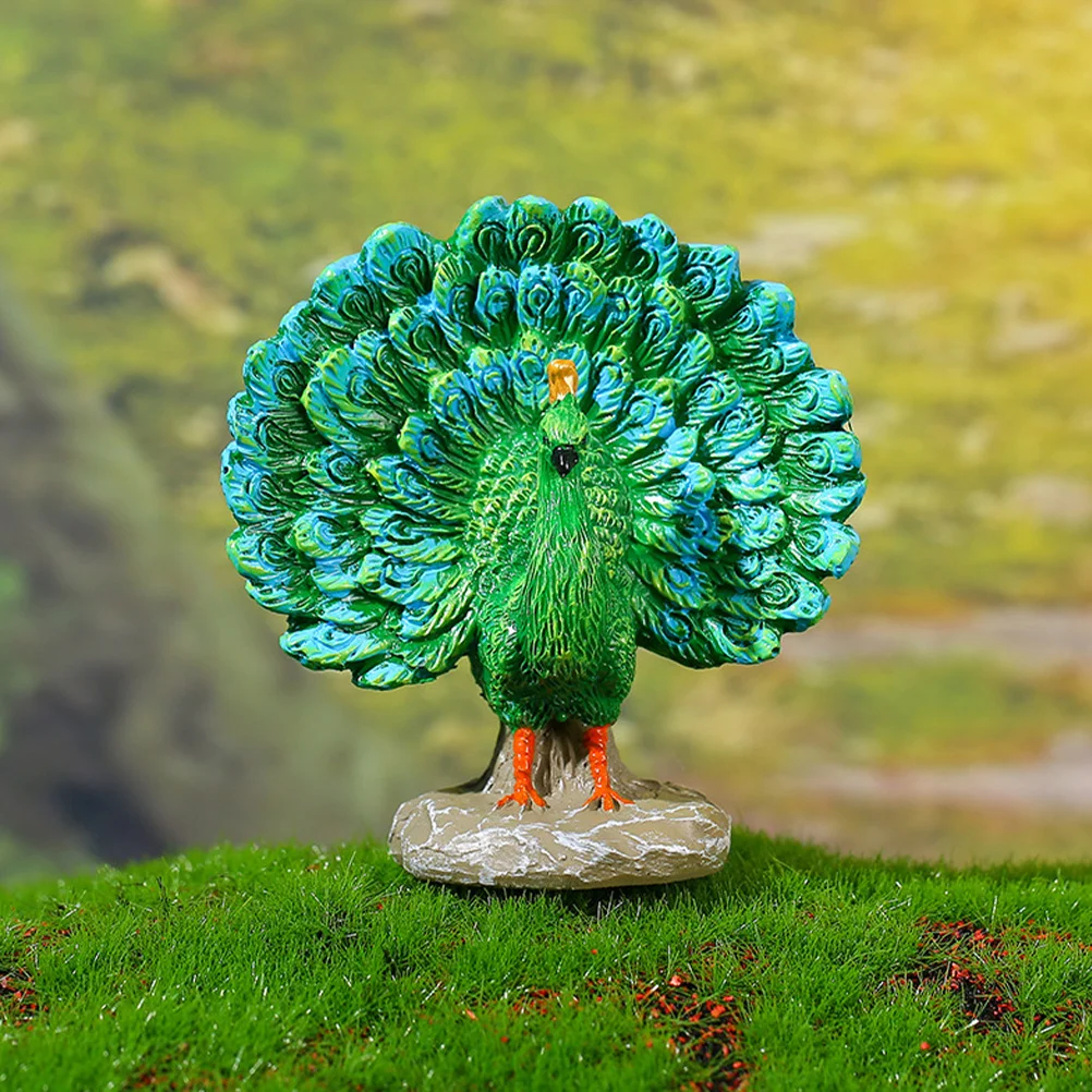 

1Set Micro Landscape Resin Peacock Mushroom Deer Statue Durable Lightweight Garden Home Ornament Miniatures Peacock Figurine