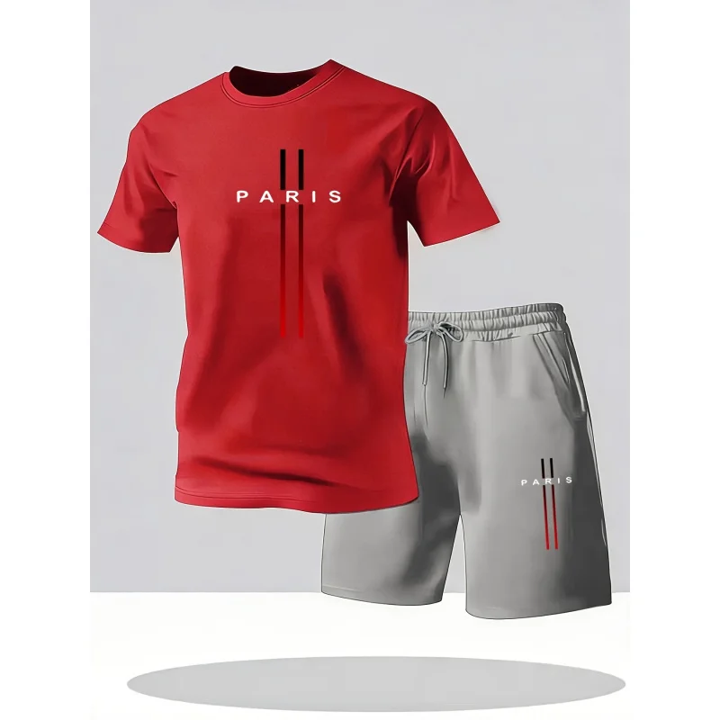 

Fashion Short SleeveTT-shirt and shorts set is suitable for summer activities，New Summer Casual Outdoor Suit