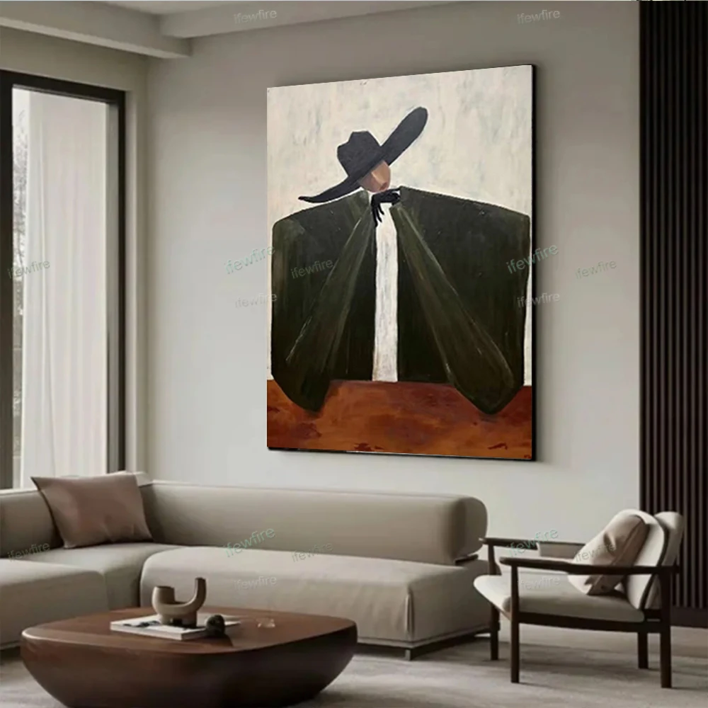 Modern Full Of Imagination Canvas Wall Art Abstract Woman And Cat Picture Exquisite Textured Mural For Living Room Home Decor