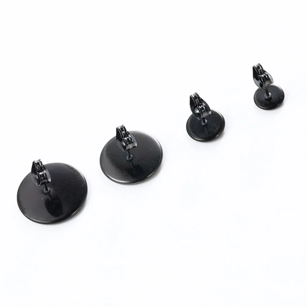 10Pcs Ear Studs Base Black Stainless Steel 8Mm DIY Jewelry Making Accessories Creative Ear Studs Cork Tray for Party Graduation