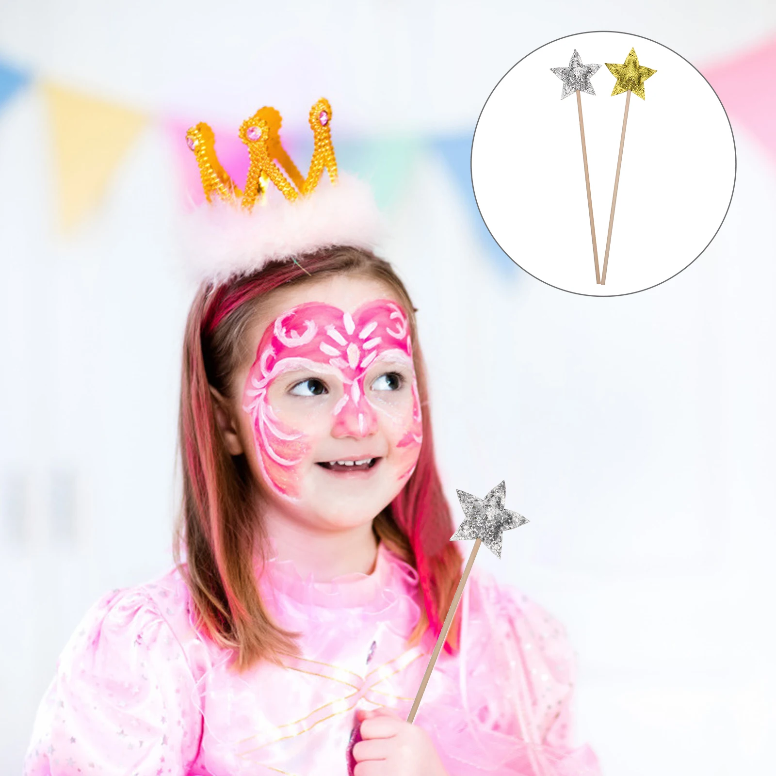 

2 PCS Props Wands Fairy with Star Princess Party Favors Shape Fabric Child