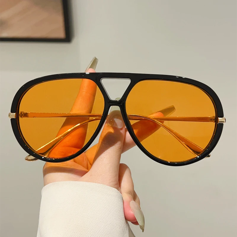Oversized Pilot Sunglasses New in Vintage Double Bridge Sun Glasses Women Trendy Brand Design Outdoor Shades Eyewear UV400 image 3