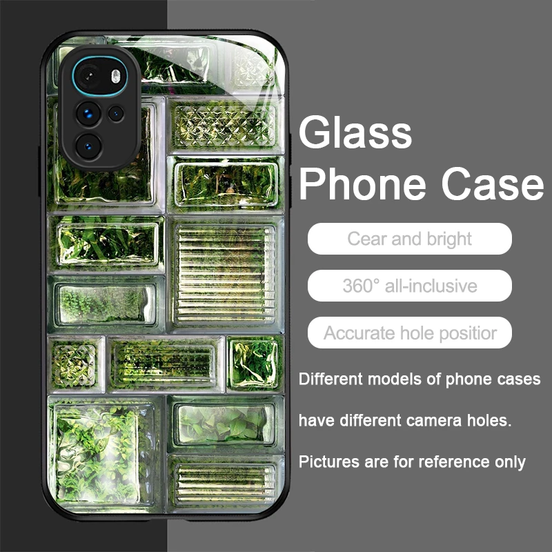 خمر الفني مربع لغز كريستال الزجاج المقسى جراب هاتف لموتورولا موتو G85 G84 G75 Edge 50 الانصهار 40 Neo 30Pro غطاء