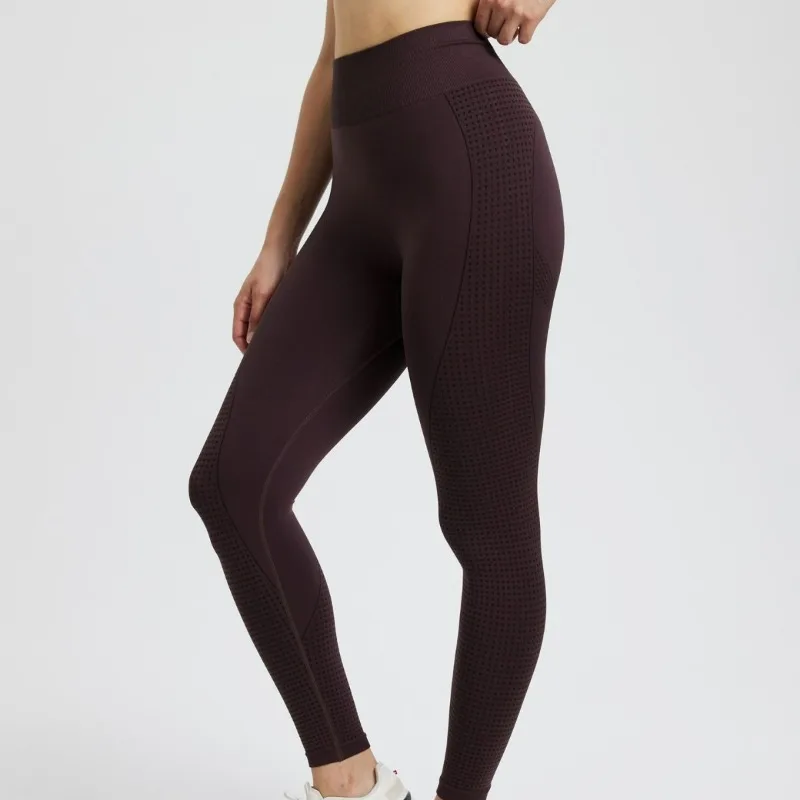 Naked Leggings Beautiful Body Hip Lift Seamless Jacquard Nine-point Pants Moisture-wicking Yoga Pants Abdominal Fitness Trousers